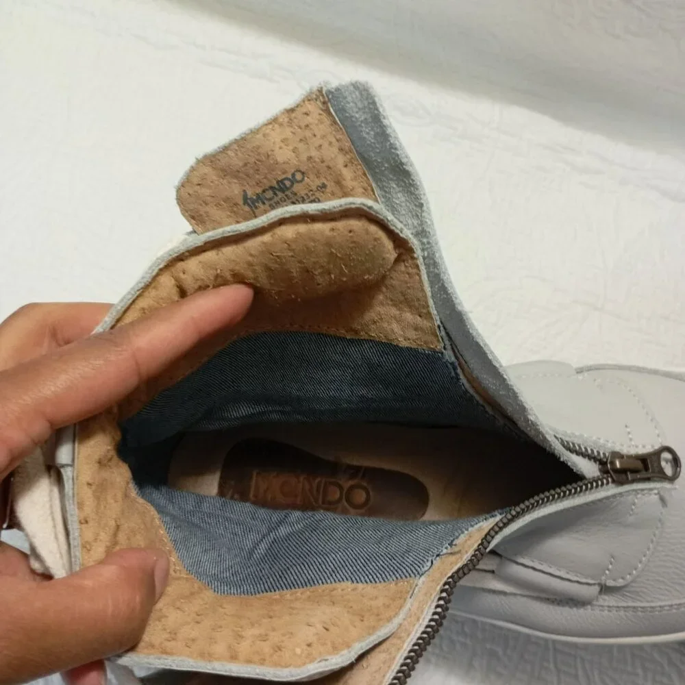MCND Shoes High-Top Sneakers Zipper Detail & Lace-Up Back In Light Gray SZ 9 US